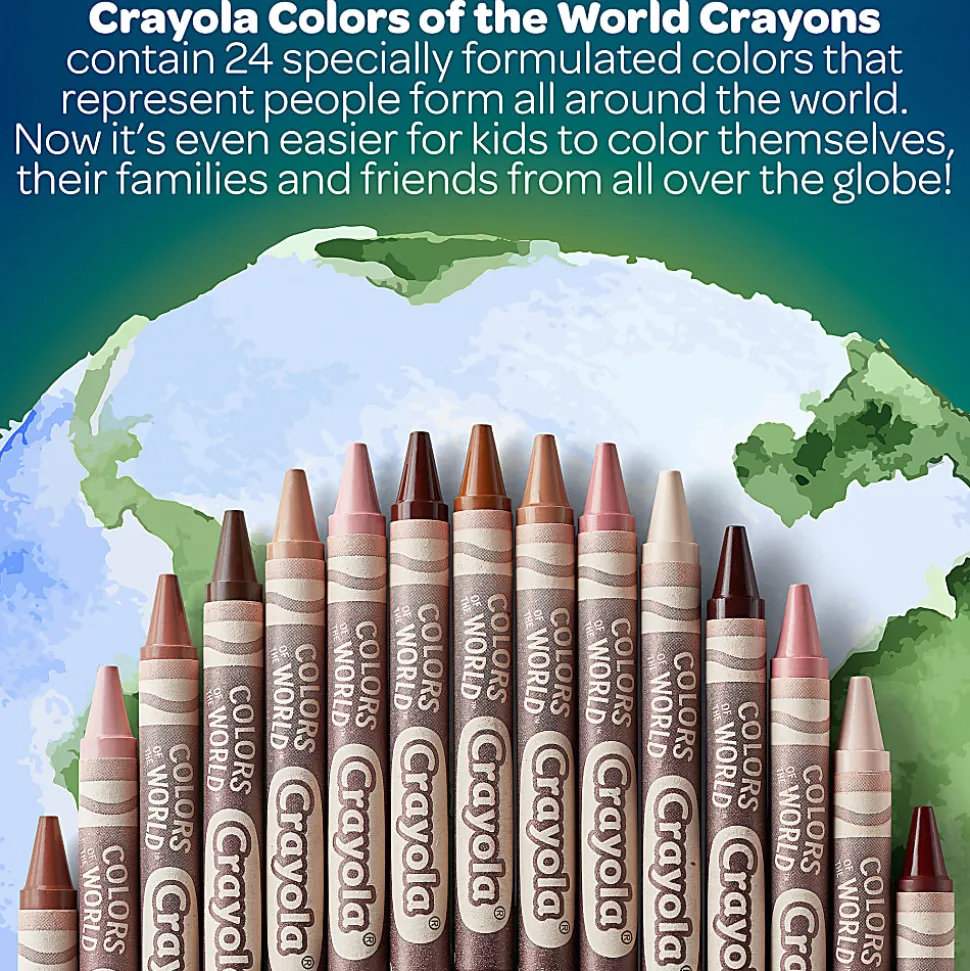 Crayola Colors Of The World Crayons, Assorted Colors, 24 Crayons Per Pack, Set Of 12 Packs