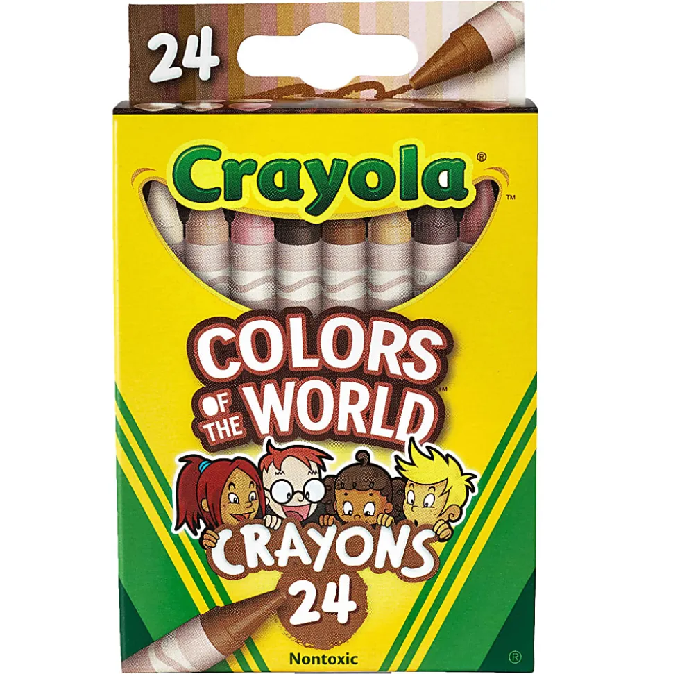 Crayola Colors Of The World Crayons, Assorted Colors, 24 Crayons Per Pack, Set Of 12 Packs