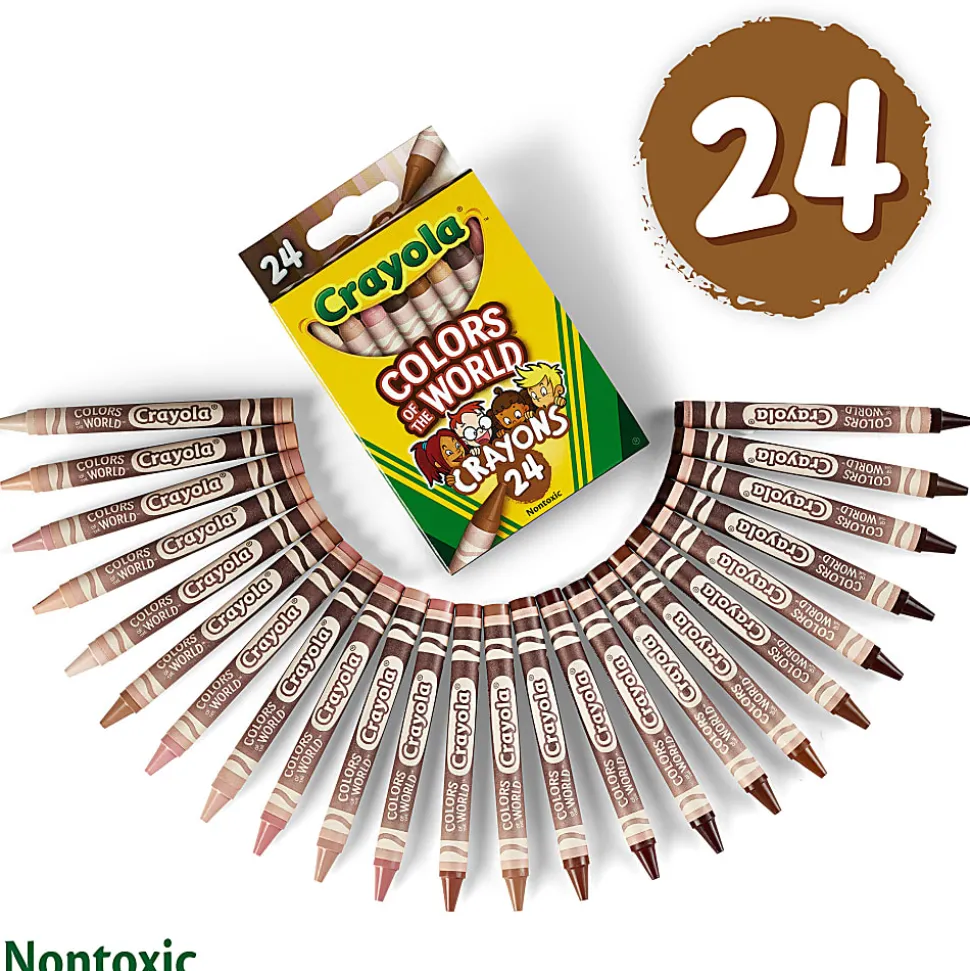 Crayola Colors Of The World Crayons, Assorted Colors, 24 Crayons Per Pack, Set Of 12 Packs