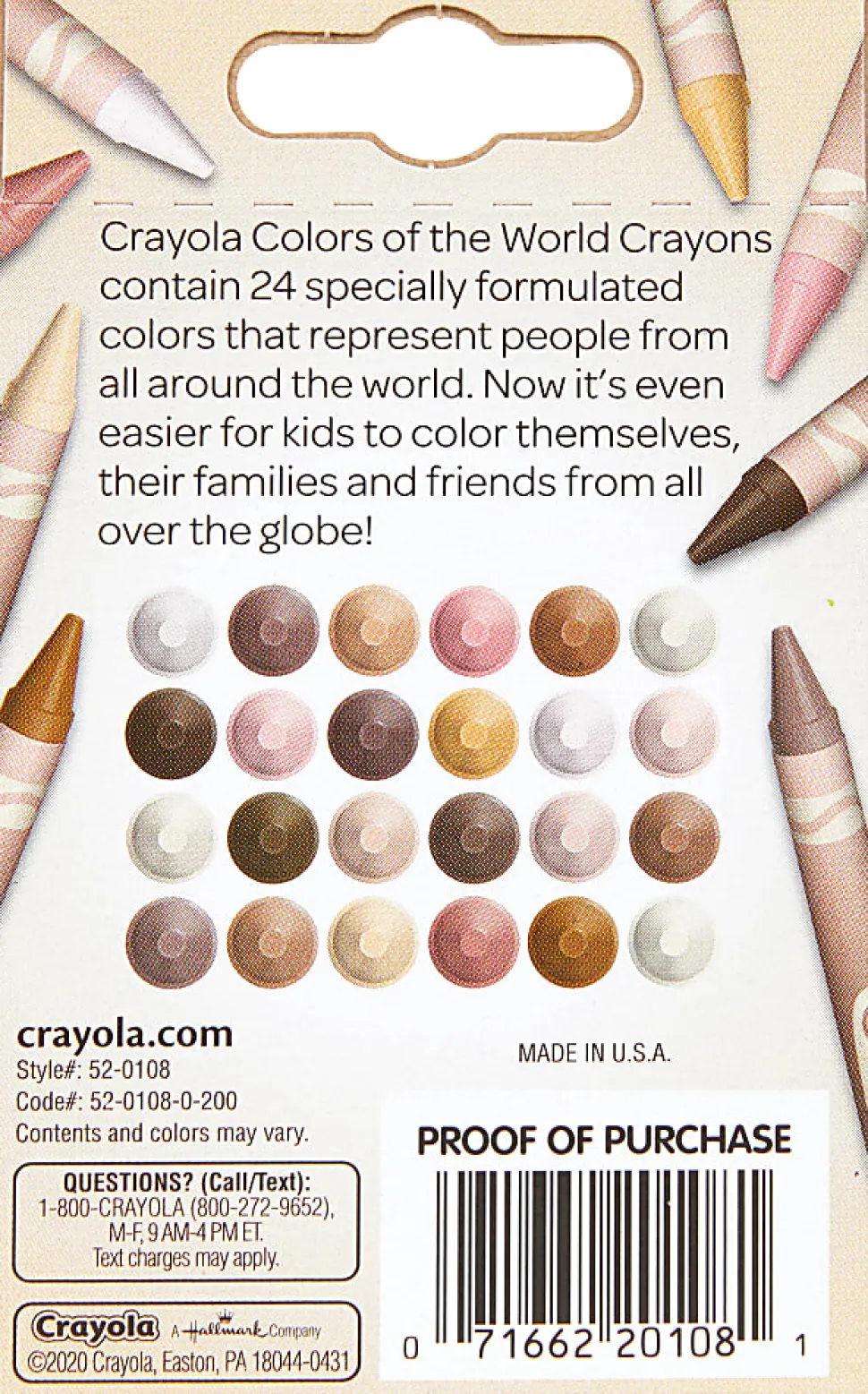 Crayola® Colors Of The World Crayons, Assorted Colors, Pack Of 24 Crayons