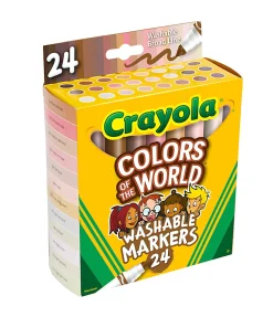 Crayola® Colors Of The World Wet-Erase Markers, Broad Point, White Barrel, Assorted Ink, Pack Of 24 Markers