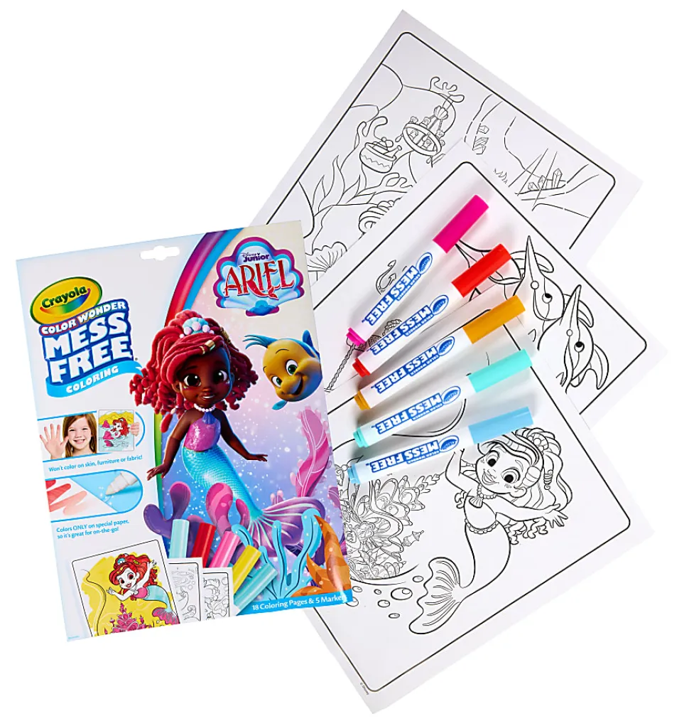 Crayola Color Wonder Disney Junior Ariel Mess Free Coloring Pages, Gift for Toddlers, Age 3, 4, 5, 6