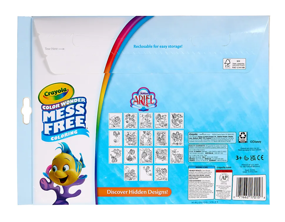 Crayola Color Wonder Disney Junior Ariel Mess Free Coloring Pages, Gift for Toddlers, Age 3, 4, 5, 6