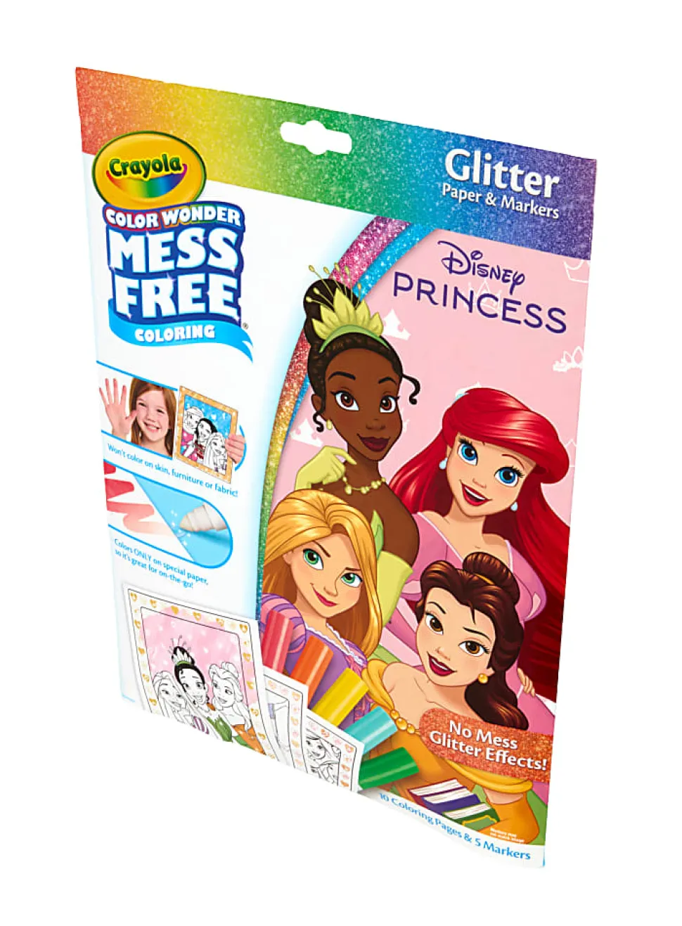 Crayola Color Wonder Disney Princess Glitter Coloring Pages & Mess Free Markers, Coloring Set, Gift for Toddlers 3 & Up