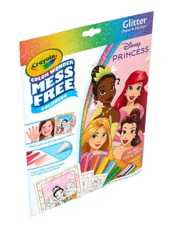 Crayola Color Wonder Disney Princess Glitter Coloring Pages & Mess Free Markers, Coloring Set, Gift for Toddlers 3 & Up