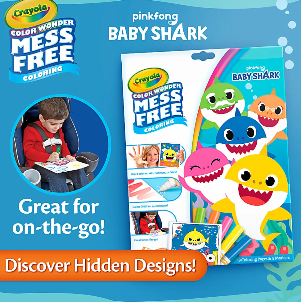 Crayola® Color Wonder Mess-Free Coloring Pads & Markers, Baby Shark, Pack Of 2 Sets