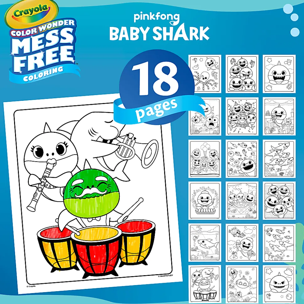 Crayola® Color Wonder Mess-Free Coloring Pads & Markers, Baby Shark, Pack Of 2 Sets
