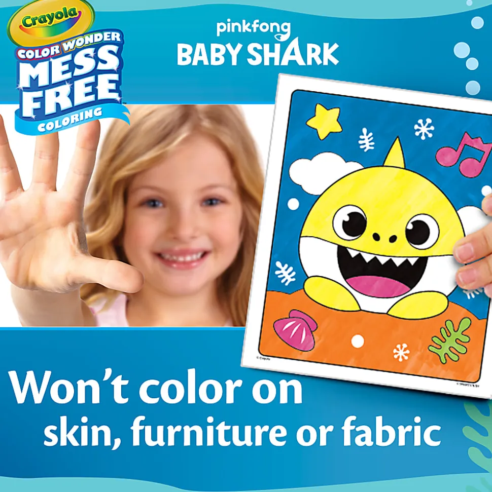Crayola® Color Wonder Mess-Free Coloring Pads & Markers, Baby Shark, Pack Of 2 Sets