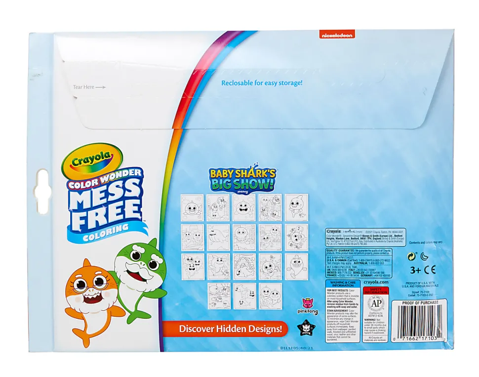 Crayola® Color Wonder Mess-Free Coloring Pads & Markers, Baby Shark, Pack Of 2 Sets