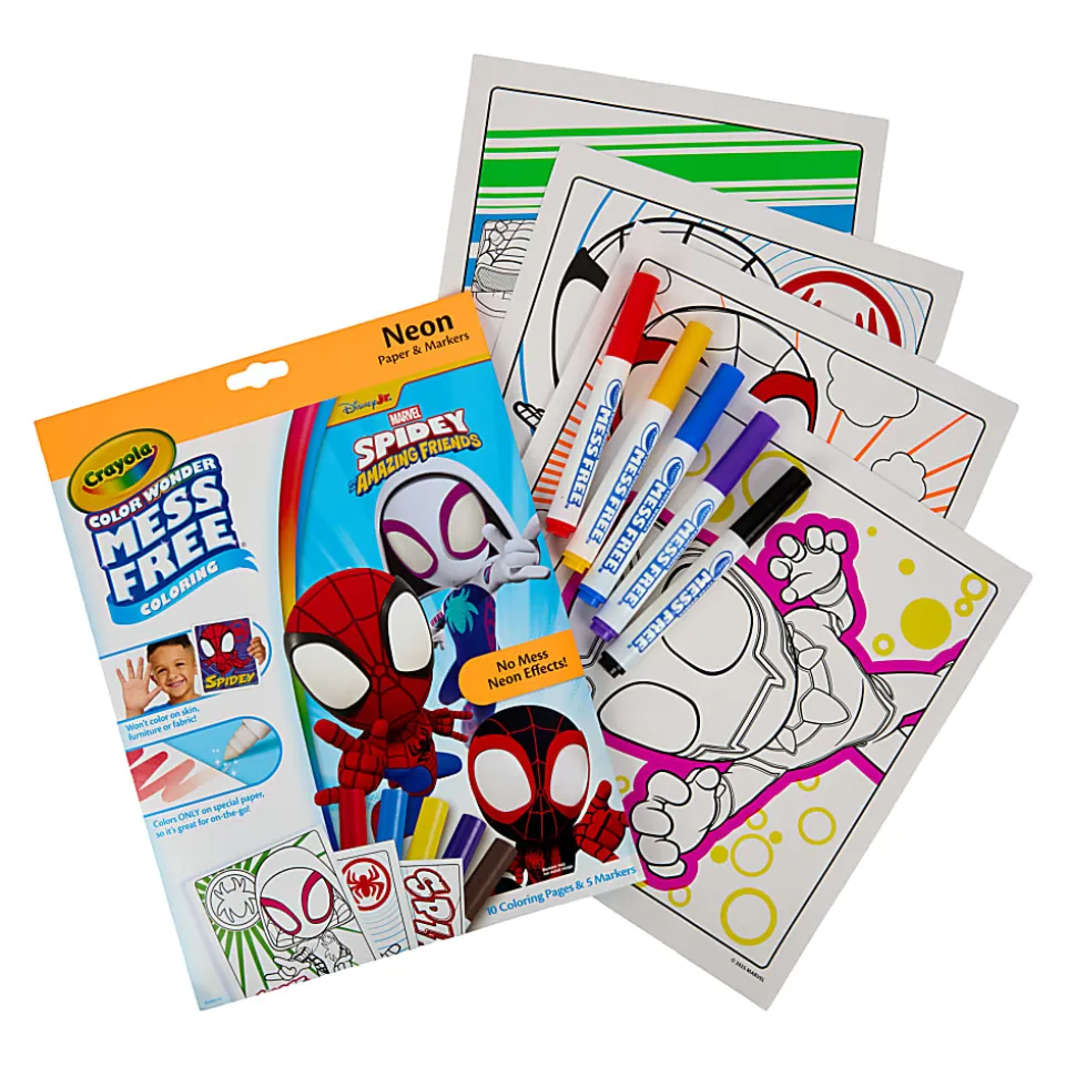 Crayola Color Wonder Spidey and His Amazing Friends Neon Coloring Kit, Neon Spiderman Coloring Pages