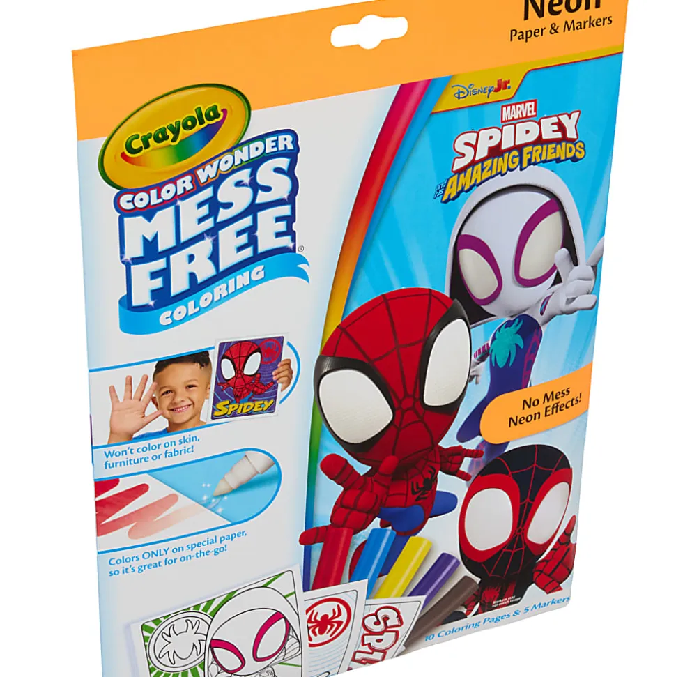 Crayola Color Wonder Spidey and His Amazing Friends Neon Coloring Kit, Neon Spiderman Coloring Pages