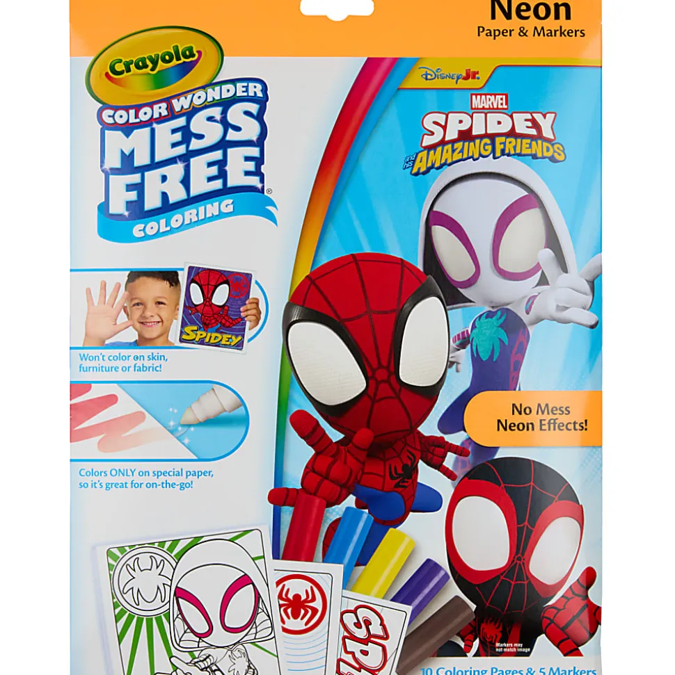 Crayola Color Wonder Spidey and His Amazing Friends Neon Coloring Kit, Neon Spiderman Coloring Pages