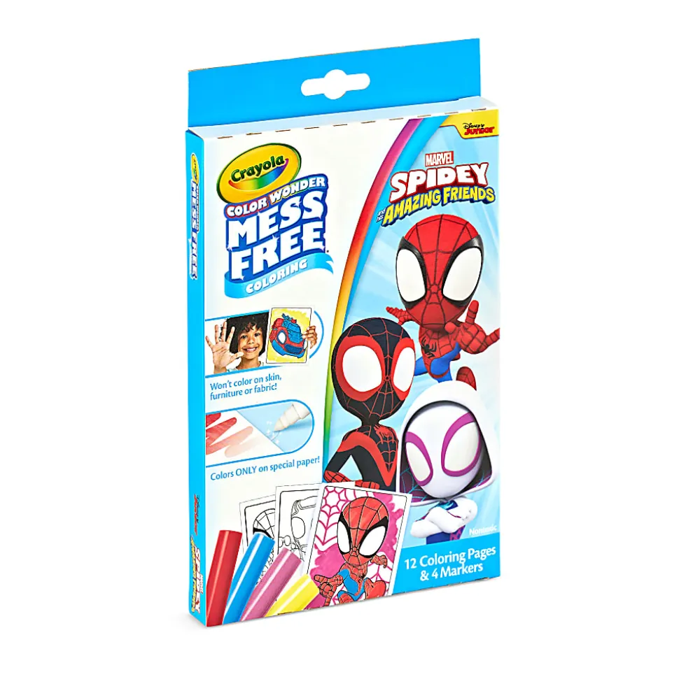 Crayola Color Wonder Spidey & His Amazing Friends Mini Box Set, 12 Coloring Pages & 4 Mess Free Markers, Toddler Coloring, Gift for Kids, 3+