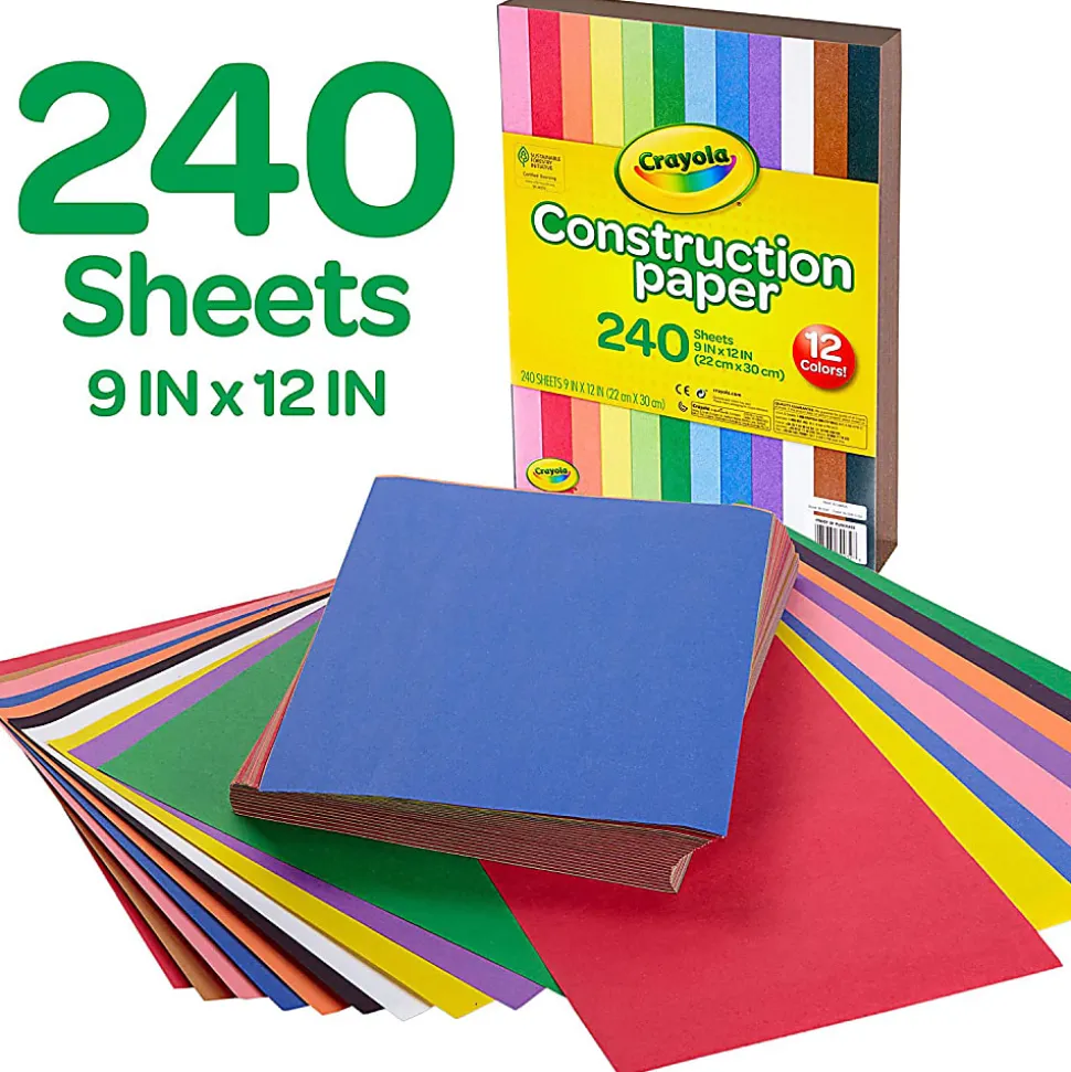 Crayola Construction Paper, 9" x 12", Assorted Colors, 240 Sheets Per Pack, Bundle Of 3 Packs