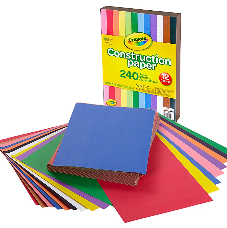 Crayola Construction Paper, 9" x 12", Assorted Colors, 240 Sheets Per Pack, Bundle Of 3 Packs