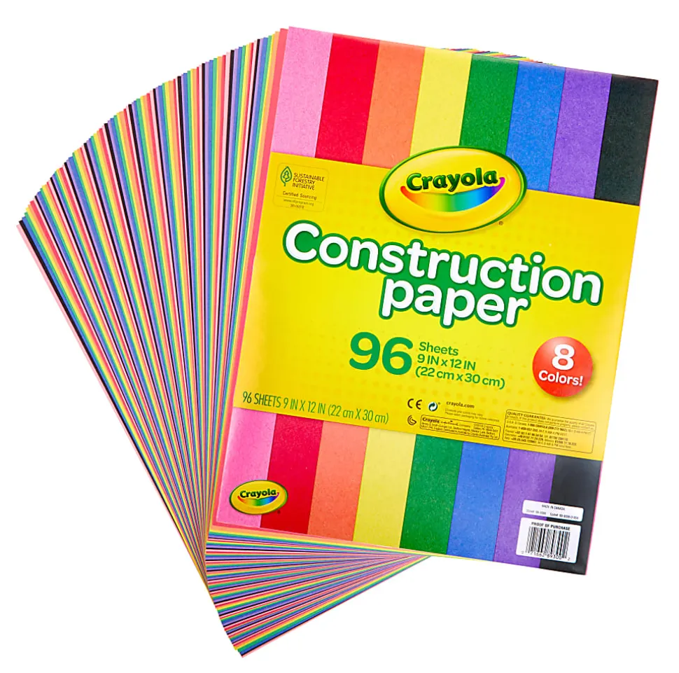 Crayola® Construction Paper, 9" x 12", Assorted Colors, Pack Of 96 Sheets