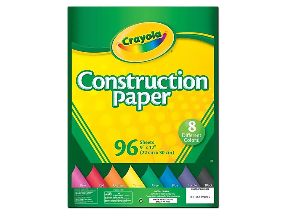 Crayola® Construction Paper, 9" x 12", Assorted Colors, Pack Of 96 Sheets