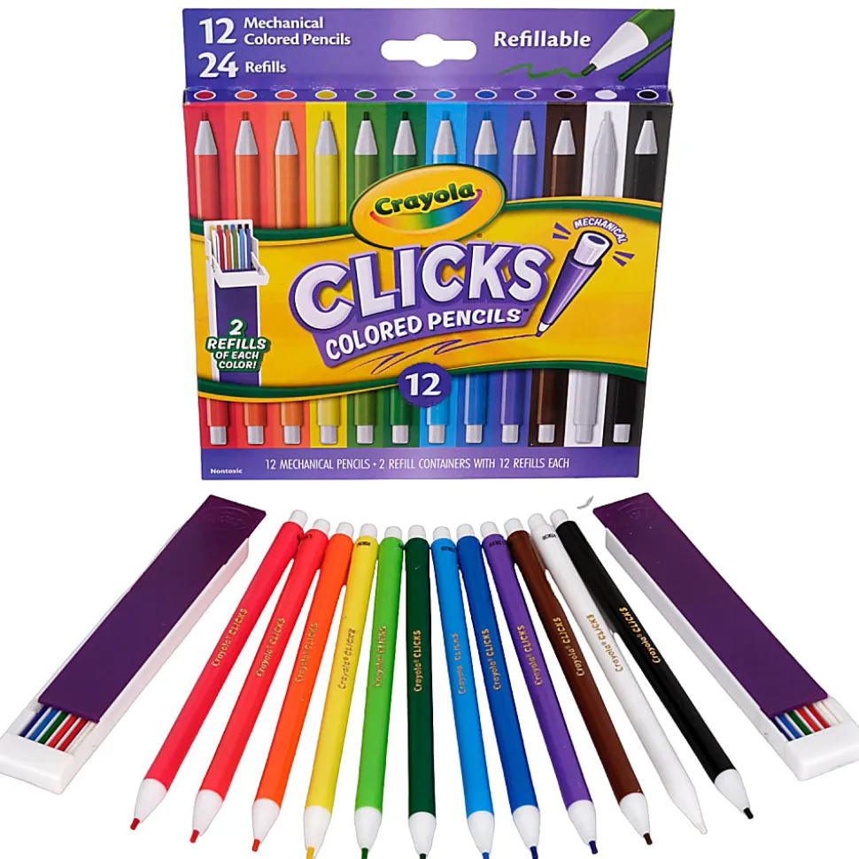 Crayola 12 Ct & 24 Refills CLICKS Mechanical Colored Pencils