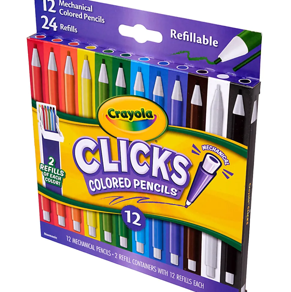 Crayola 12 Ct & 24 Refills CLICKS Mechanical Colored Pencils