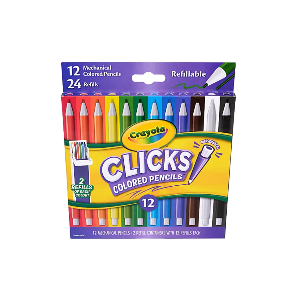 Crayola 12 Ct & 24 Refills CLICKS Mechanical Colored Pencils