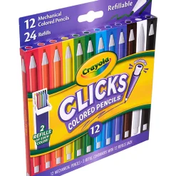 Crayola 12 Ct & 24 Refills CLICKS Mechanical Colored Pencils