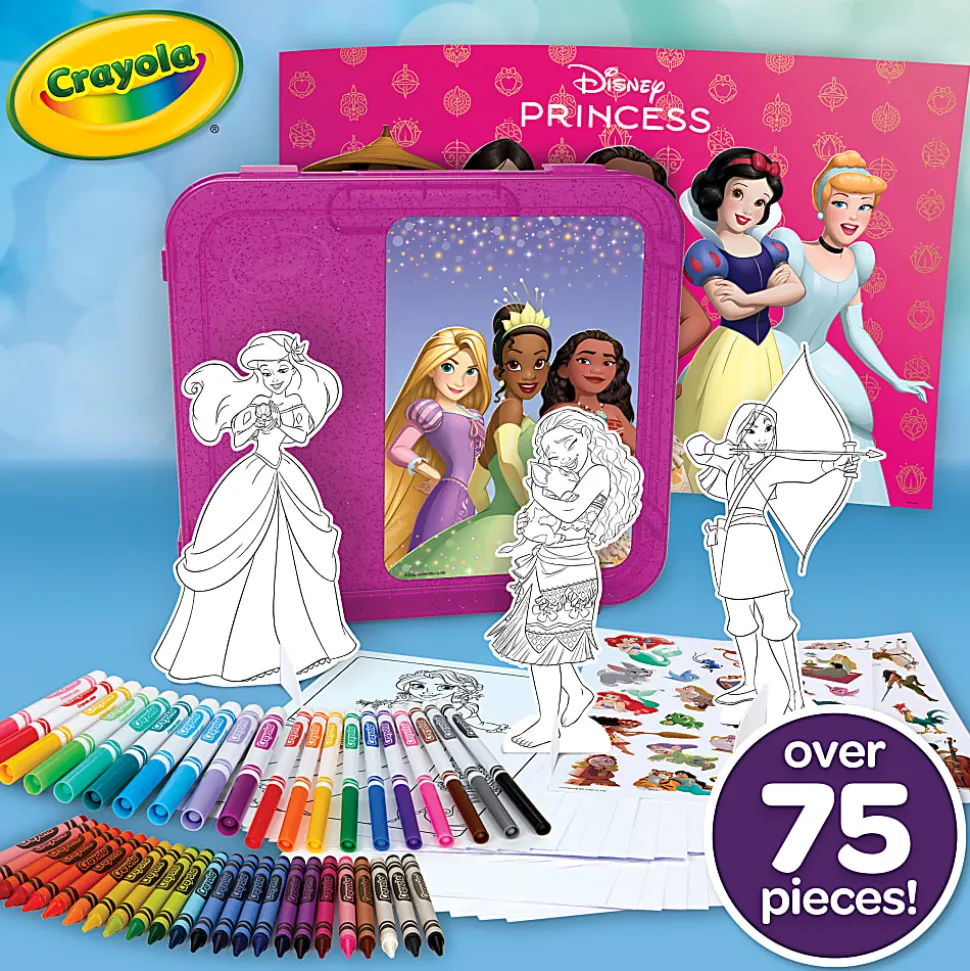 Crayola Disney Princess Art Case, 75 Art Supplies for Girls & Boys, Art Kit for Kids, Coloring Set, Gift for Girls & Boys, 5+
