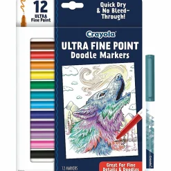 Crayola® Doodle & Draw Markers, Ultra Fine Point, Assorted Colors, Pack Of 12 Markers