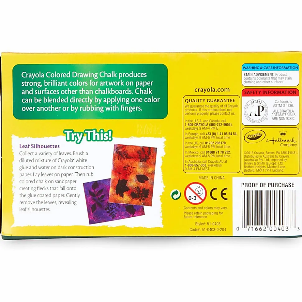 Crayola® Drawing Chalk, Assorted Colors, Box Of 12
