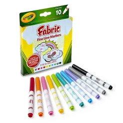 Crayola® Fine Line Fabric Markers, Assorted Colors, 10 Markers Per Box, Set Of 3 Boxes