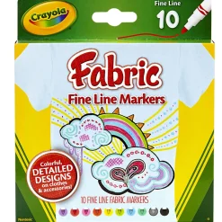 Crayola® Fine Line Fabric Markers, Assorted Colors, 10 Markers Per Box, Set Of 3 Boxes