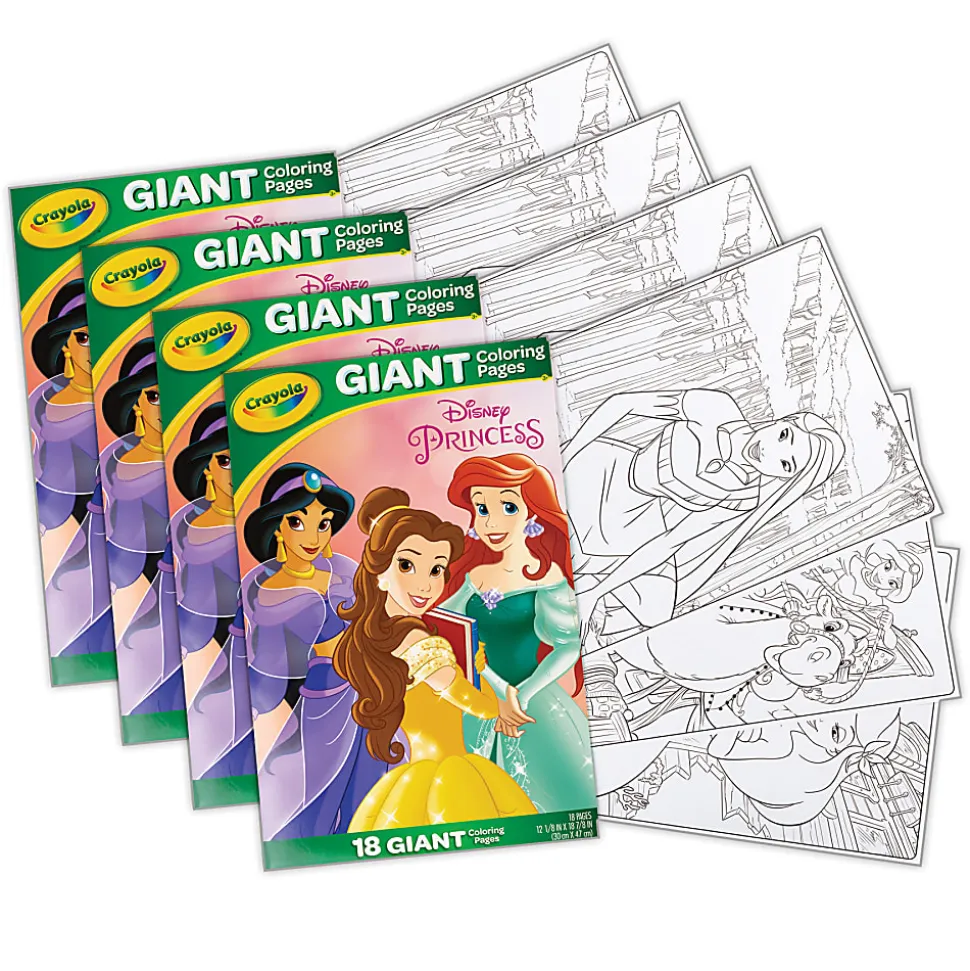 Crayola Giant Coloring Pages, 12" x 18", Princess, 18 Pages Per Set, Bundle Of 4 Sets