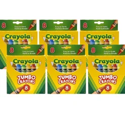 Crayola® Jumbo Crayons, 5", Assorted Colors, 8 Crayons Per Box, Set Of 6 Boxes