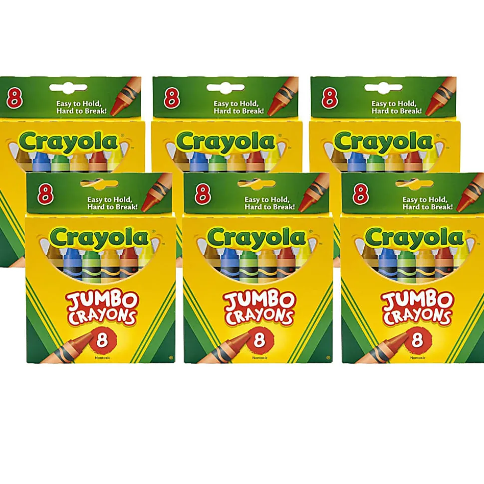 Crayola® Jumbo Crayons, 5", Assorted Colors, 8 Crayons Per Box, Set Of 6 Boxes