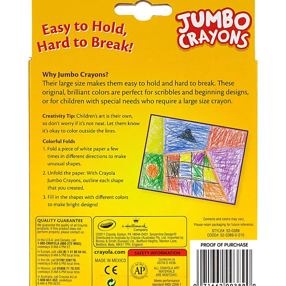 Crayola® Jumbo Crayons, Assorted Colors, Box Of 8 Crayons