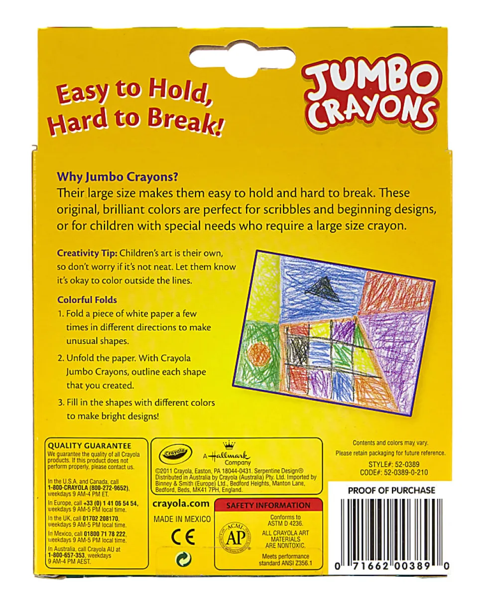 Crayola® Jumbo Crayons, Assorted Colors, Box Of 8 Crayons