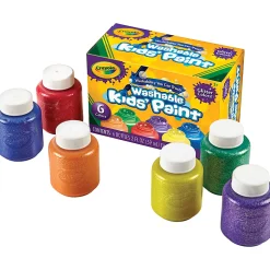 Crayola® Kids Washable Glitter Paint, 2 Oz, Pack Of 6, Assorted Colors