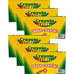 Crayola Large Crayons, Classic Colors, 16 Per Pack, Set Of 6 Packs