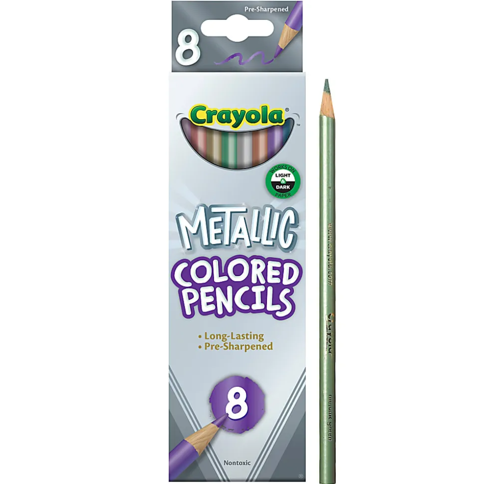 Crayola® Metallic Color Pencils, Assorted Colors, Box Of 8 Color Pencils