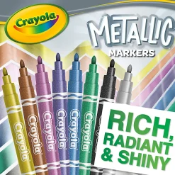 Crayola® Metallic Markers, Bullet Point, Assorted Colors, Pack Of 8