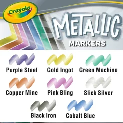 Crayola® Metallic Markers, Bullet Point, Assorted Colors, Pack Of 8