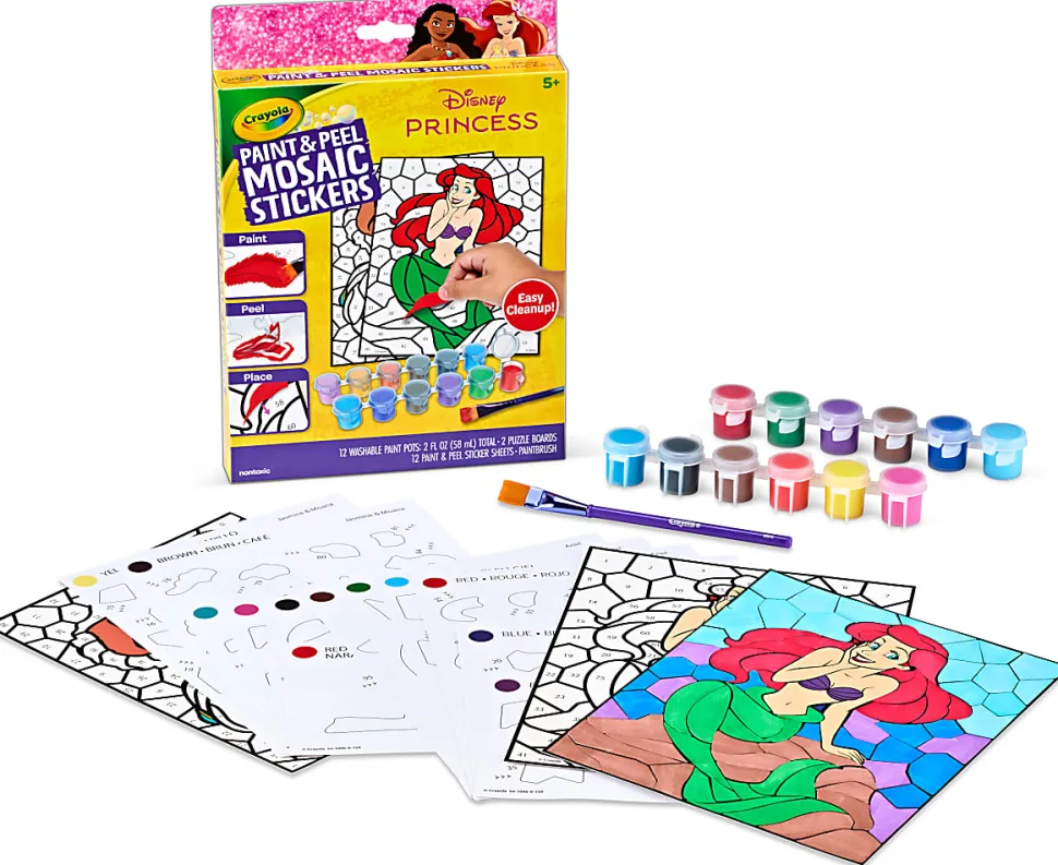 Crayola Paint & Peel Mosaic Stickers (20+ Pcs), Paint By Number For Kids, Mosaic Arts & Crafts, Kids Washable Paint, Sticker Sheet