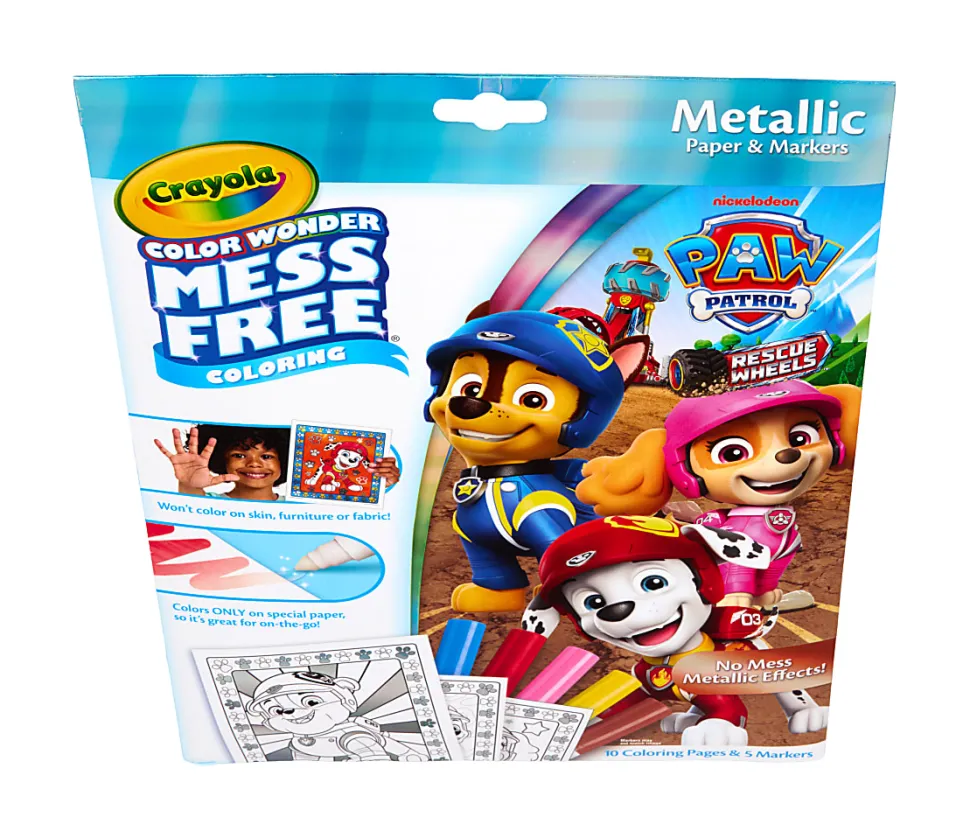 Crayola PAW Patrol Color Wonder Metallic Mess Free Coloring Set, Gift for Kids, 3, 4, 5, 6