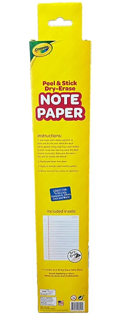 Crayola Peel & Stick Dry-Erase Decal, Note Paper, 17-1/2" x 23-1/2"