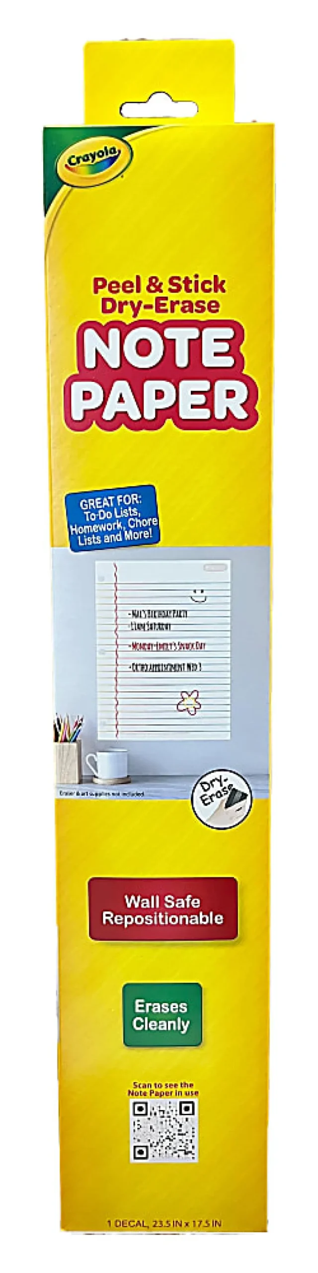 Crayola Peel & Stick Dry-Erase Decal, Note Paper, 17-1/2" x 23-1/2"