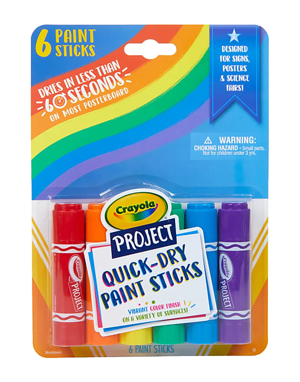 Crayola® Project Quick-Dry Paint Sticks, Assorted Colors, Pack Of 6 Sticks