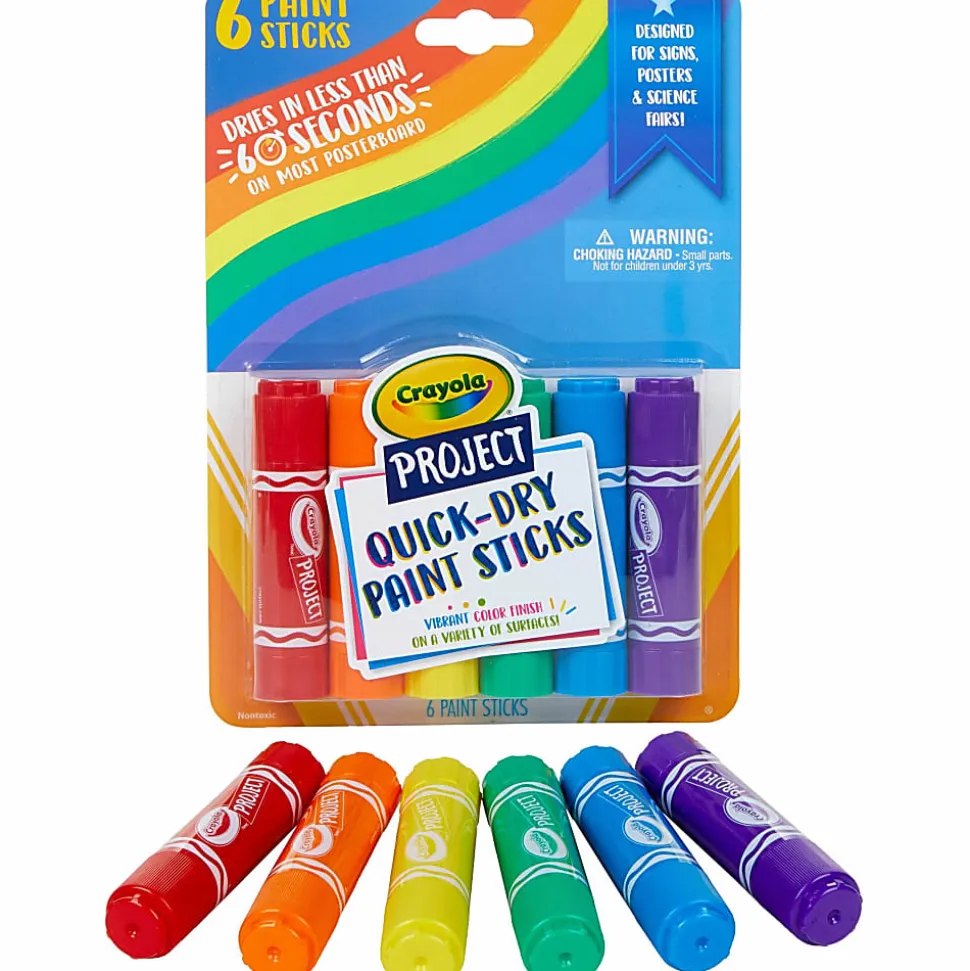 Crayola® Project Quick-Dry Paint Sticks, Assorted Colors, Pack Of 6 Sticks