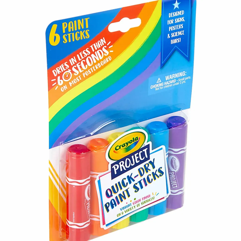Crayola® Project Quick-Dry Paint Sticks, Assorted Colors, Pack Of 6 Sticks