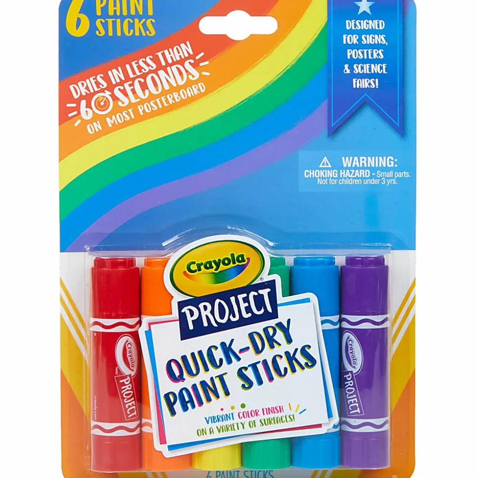 Crayola® Project Quick-Dry Paint Sticks, Assorted Colors, Pack Of 6 Sticks