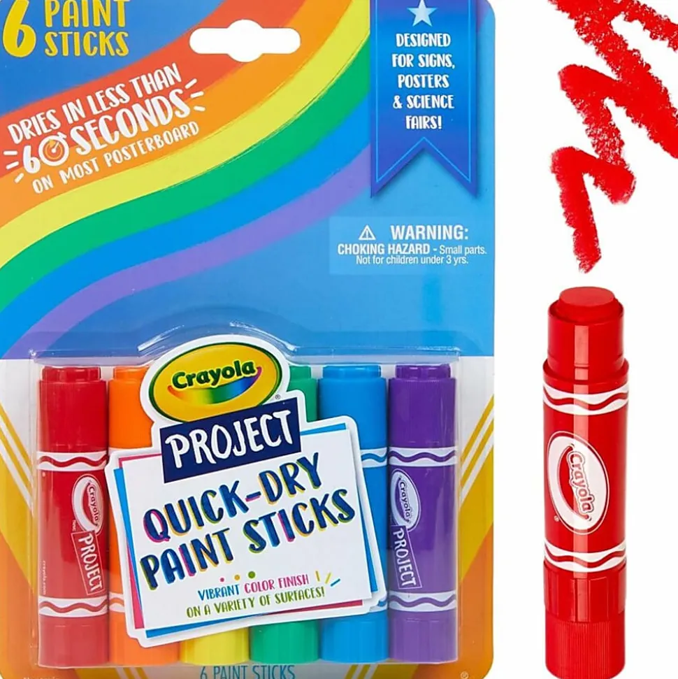 Crayola® Project Quick-Dry Paint Sticks, Assorted Colors, Pack Of 6 Sticks
