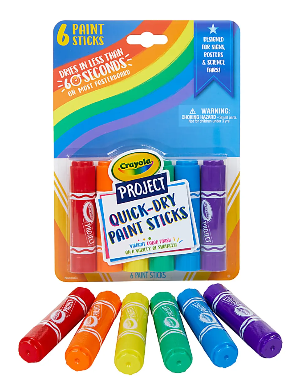 Crayola® Project Quick-Dry Paint Sticks, Assorted Colors, Pack Of 6 Sticks